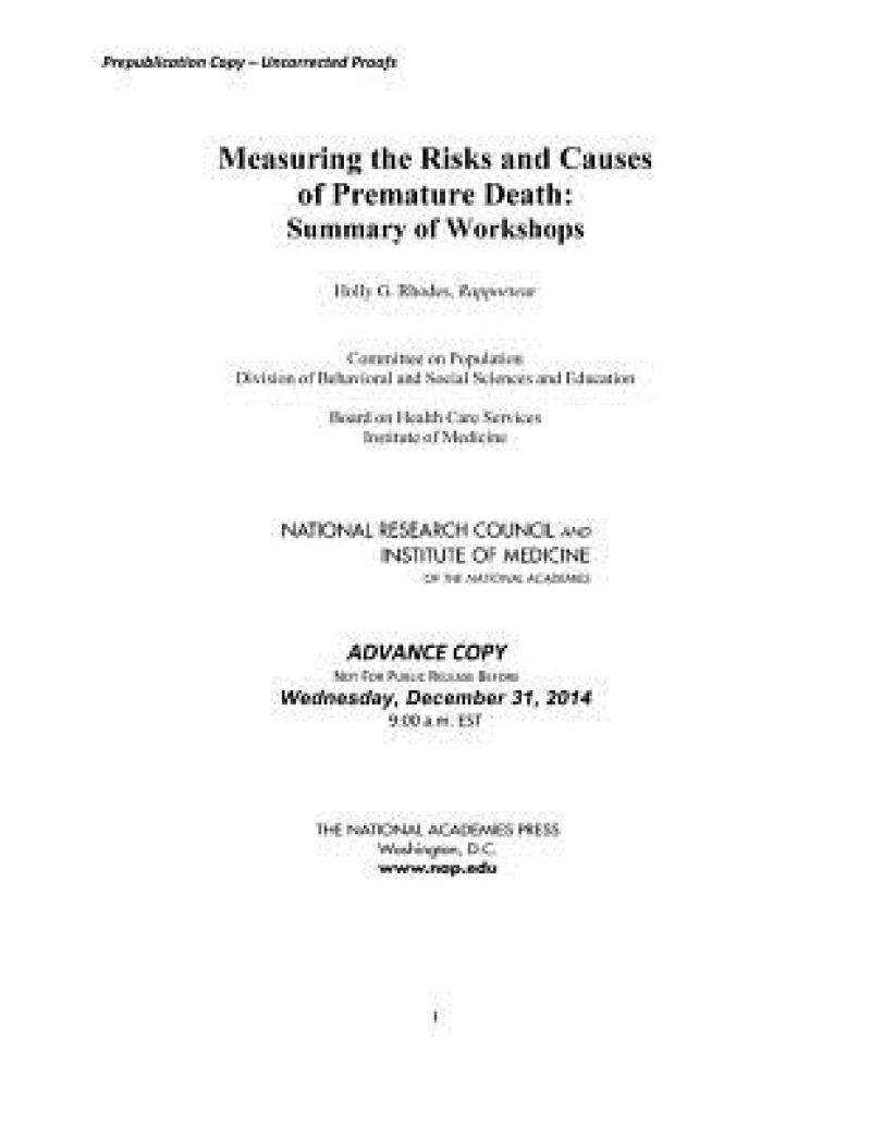 Measuring the Risks and Causes of Premature Death