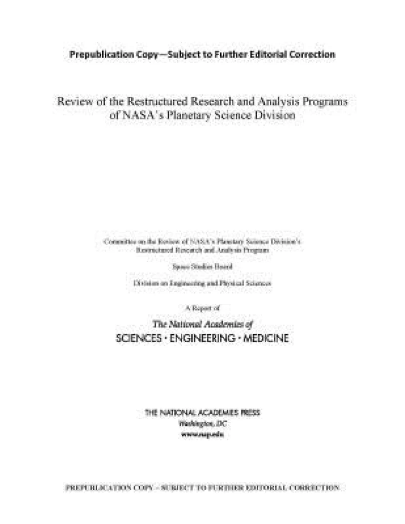 Review of the Restructured Research and Analysis Programs of NASA's Planetary Science Division