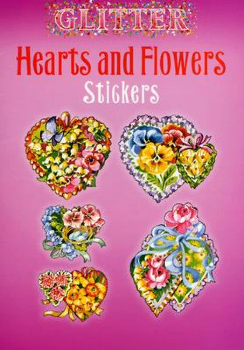 Glitter Hearts and Flowers Stickers