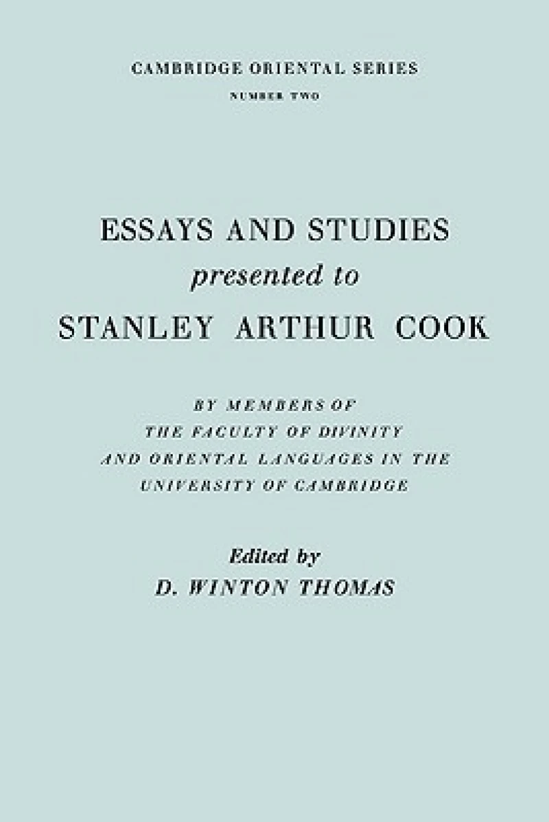 Essays and Studies Presented to Stanley Arthur Cook