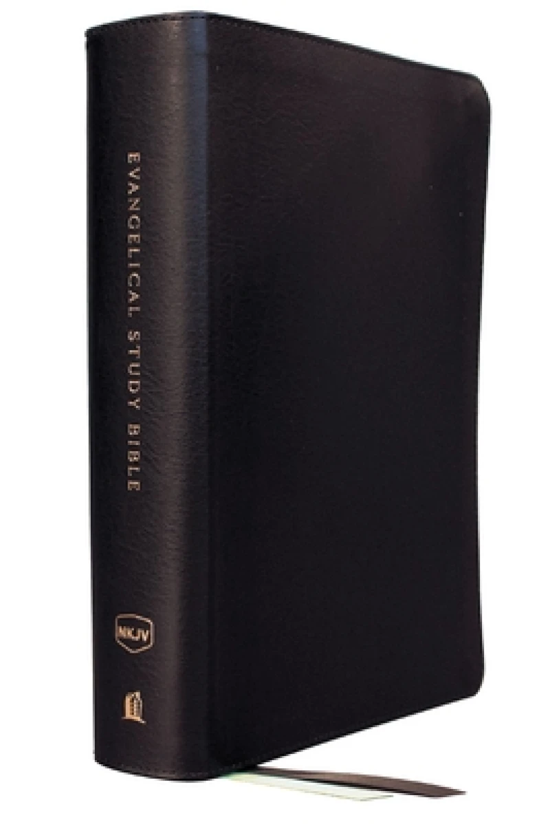 Evangelical Study Bible: Christ-centered. Faith-building. Mission-focused. (NKJV, Black Bonded Leather, Red Letter, Thumb Indexed, Large Comfort Print)