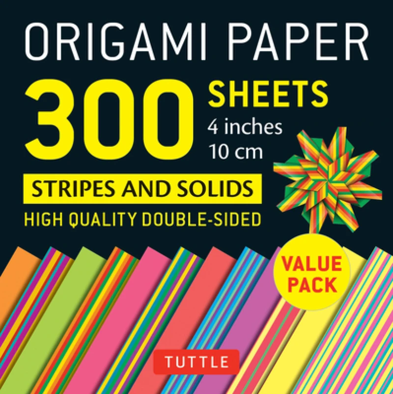 Origami Paper 300 sheets Stripes and Solids 4" (10 cm)
