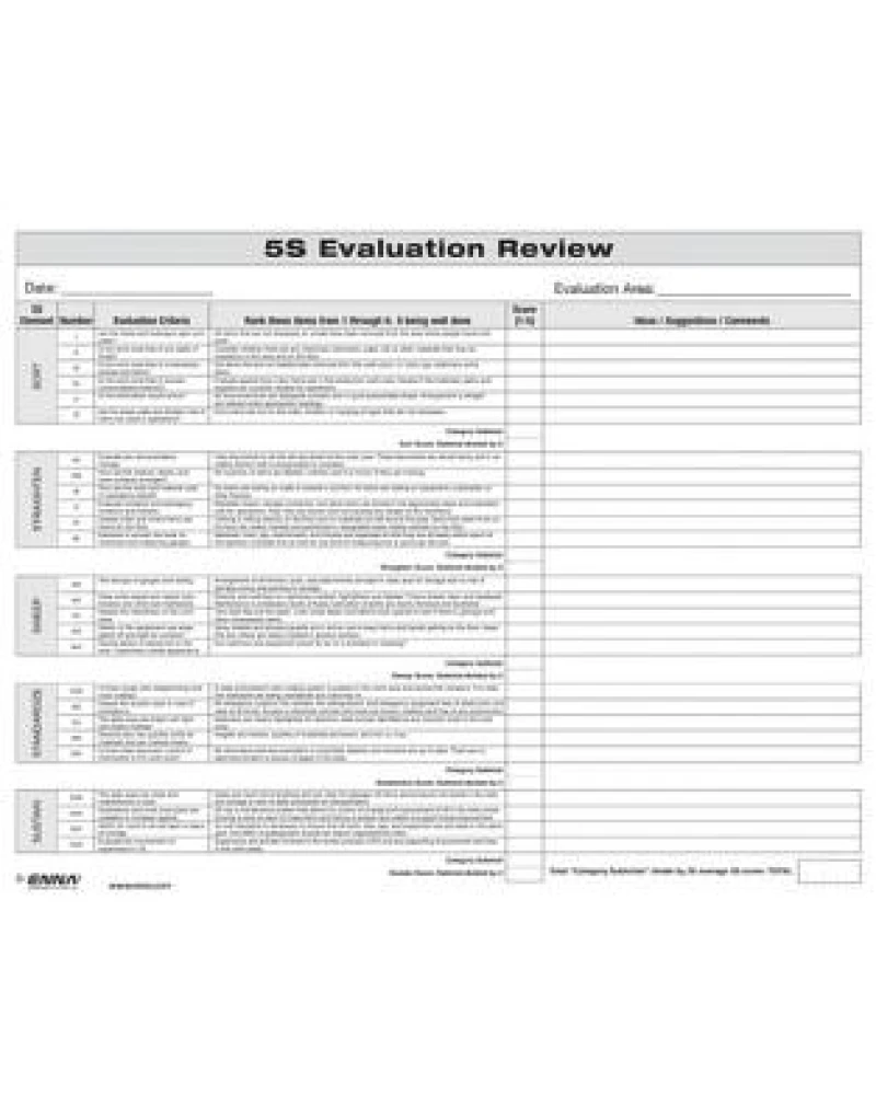 5S: Evaluation Review Form