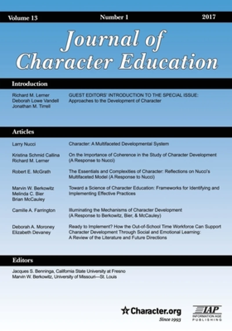 Journal of Character Education Vol 13 Issue 1