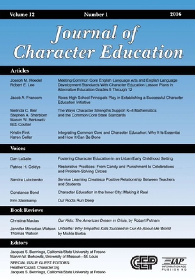Journal of Character Education Vol 12 Issue 1