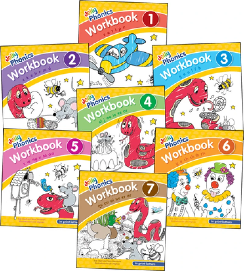 Jolly Phonics Workbooks 1-7 in Print Letters
