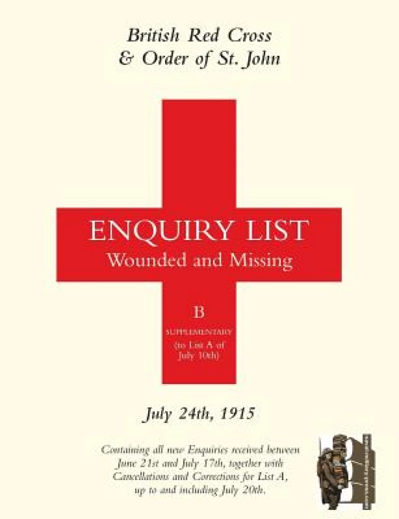 British Red Cross and Order of St John Enquiry List for Wounded and Missing