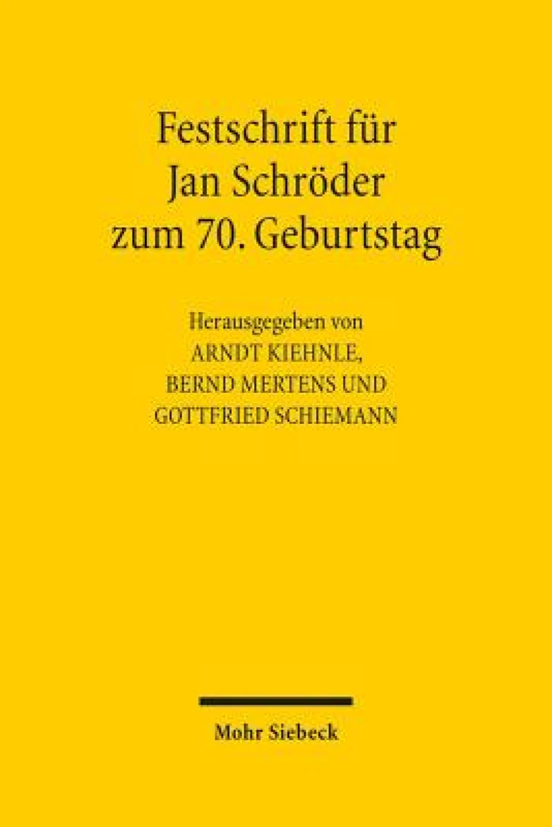 Festschrift fur Jan Schroder zum 70. Geburtstag