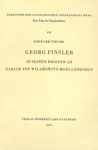 Georg Finsler in seinen Briefen an Ulrich von Wilamowitz-Moellendorff