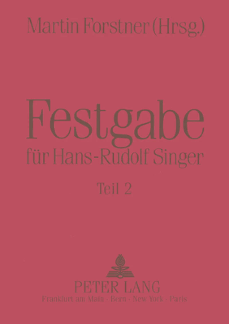 Festgabe fuer Hans-Rudolf Singer